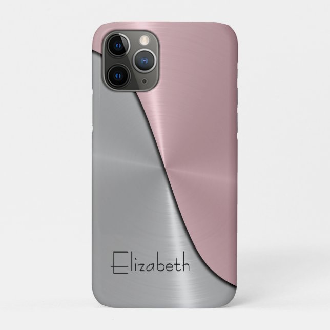 Silver and Pink Steel Metallic Case-Mate iPhone Case (Back)