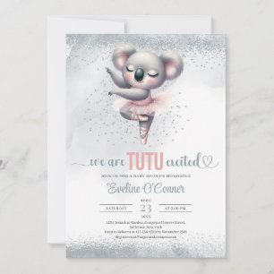Silver and pink tutu dress baby koala ballerina invitation