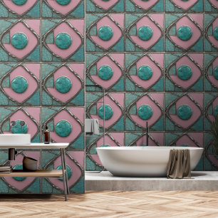 Silver and pink verdigris Abstract Rhapsody Wallpaper