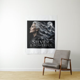 Silver and Powerful Grey Hair Pride Silver Sisters Tapestry