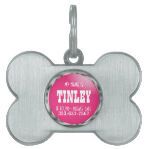 Silver and Pretty Pink   DIY Name Pet Tag