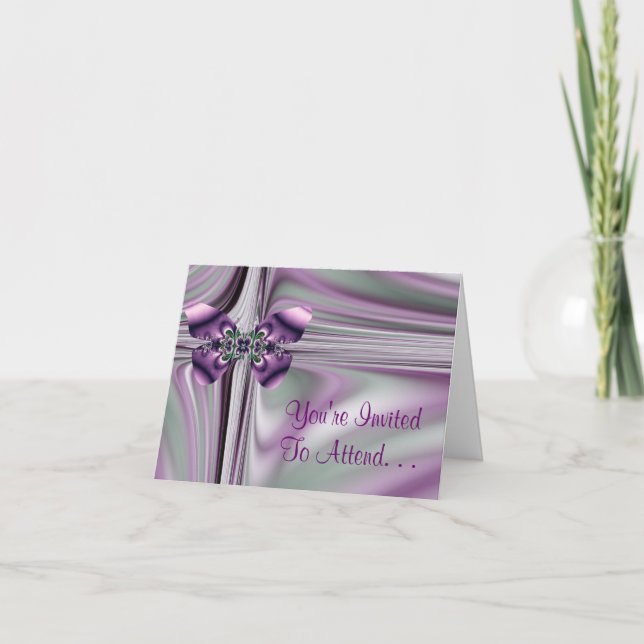 Silver and Purple Butterfly Invitation (Front)