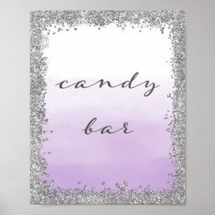 Silver and Purple Candy Bar Wedding Poster Print