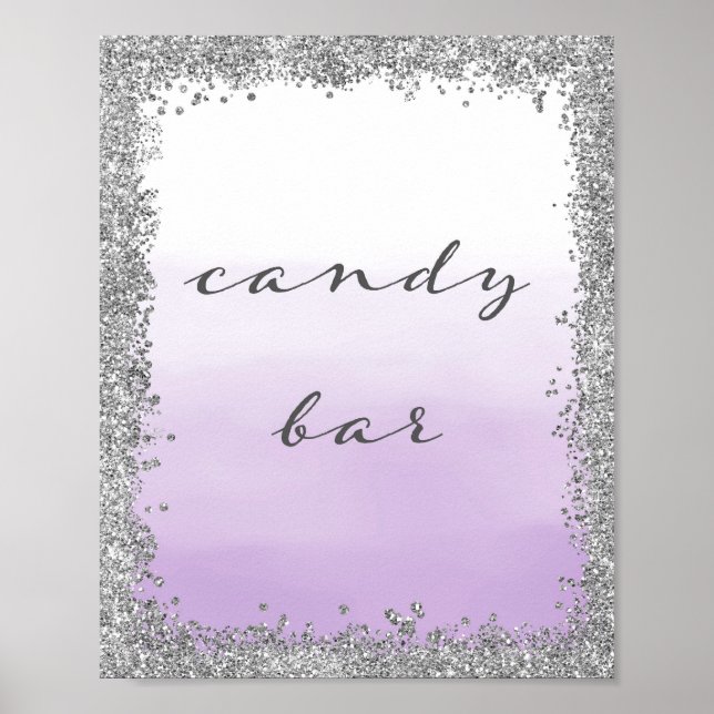 Silver and Purple Candy Bar Wedding Poster Print (Front)