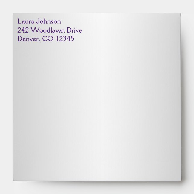 Silver and Purple Damask Envelope fits 5" Square (Front)