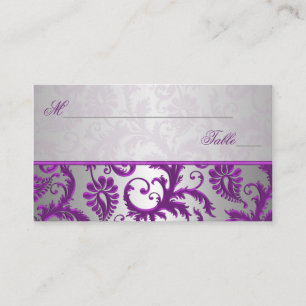 Silver and Purple Damask II Place Cards