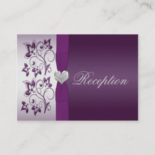 Silver and Purple Floral Enclosure Card