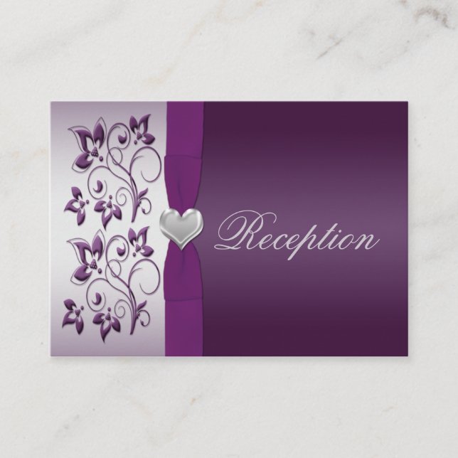 Silver and Purple Floral Enclosure Card (Front)