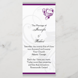 Silver and Purple Floral Heart Wedding Program Programme