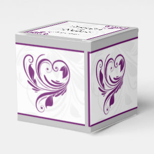 Silver and Purple Floral Scroll Wedding Favour Box