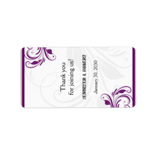 Silver and Purple Floral Wedding Lip Balm Label