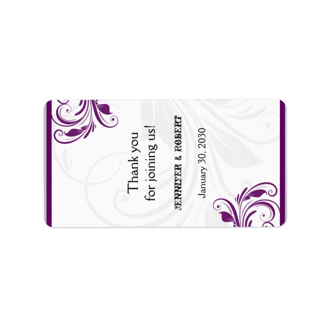 Silver and Purple Floral Wedding Lip Balm Label (Front)