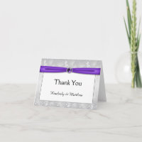 Silver and Purple Ribbon Gemstones Thank You