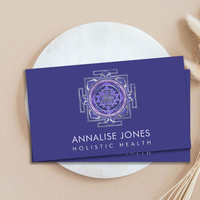 Silver and Purple  Sri Yantra  / Sri Chakra Business Card (Creator Uploaded)