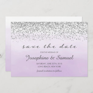 Silver and Purple Watercolor Save The Date Invitation