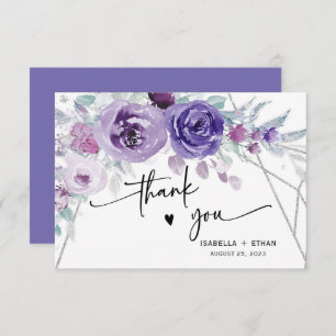 Silver and Purple  Wedding Thank you