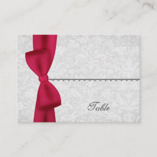 Silver and Red Bow Place Card - Wedding Party