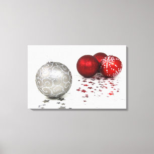 Silver and Red Christmas Canvas Print