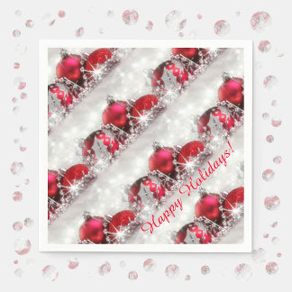 Silver And Red Christmas Paper Napkins