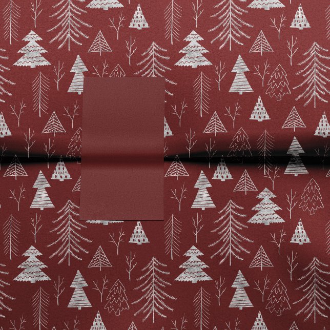 Silver and Red Christmas Tree Forest Pattern Tissue Paper (Creator Uploaded)
