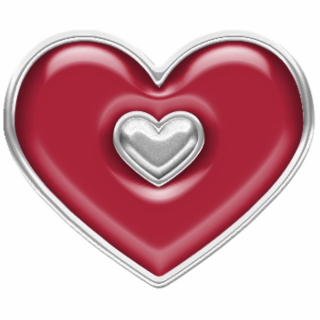 Silver and Red Filled Heart Photo Sculpture Decoration (Front)