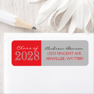Silver and Red Graduation Return Address Labels