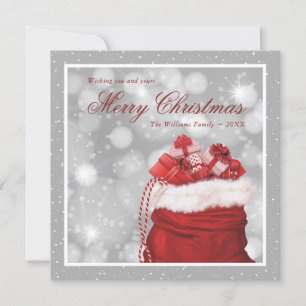 Silver and Red Merry Christmas Holiday Cards