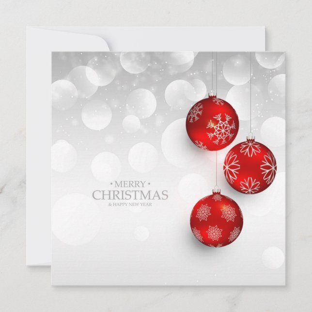 Silver and Red Merry Christmas | Invitation (Front)
