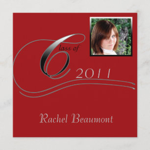 Silver and Red Modern Classic Graduation Invitation