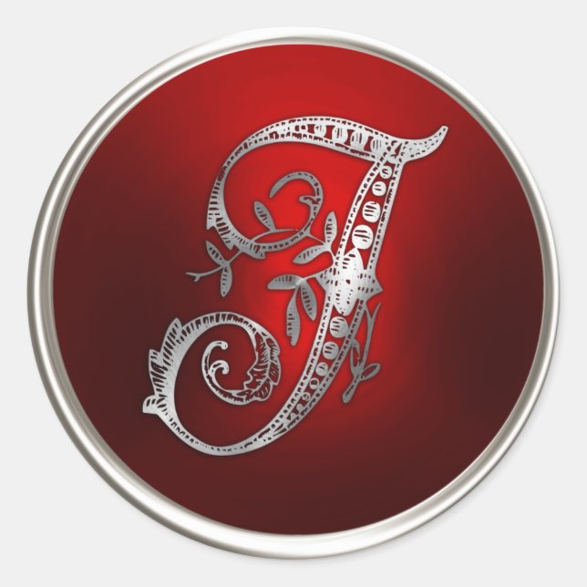 Silver and Red Monogram I Envelope Seal (Front)
