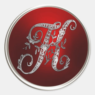 Silver and Red Monogram K Envelope Seal