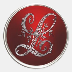 Silver and Red Monogram L Envelope Seal