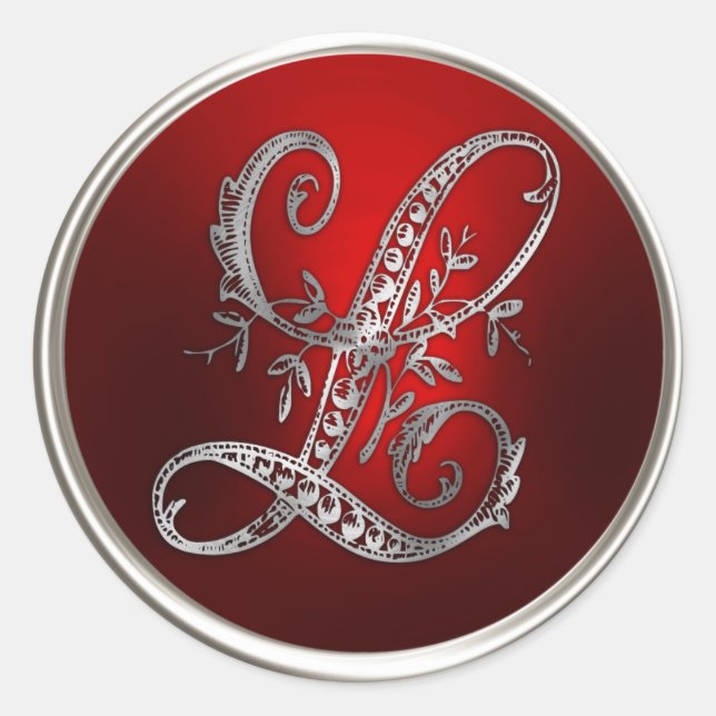 Silver and Red Monogram L Envelope Seal (Front)