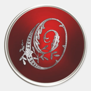 Silver and Red Monogram O Envelope Seal