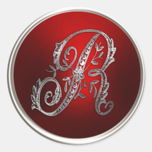 Silver and Red Monogram R Envelope Seal