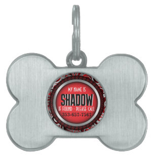Silver and Red Personalise Pet ID Tag