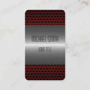 Silver and Red Stainless Steel Metal Hole Business Card