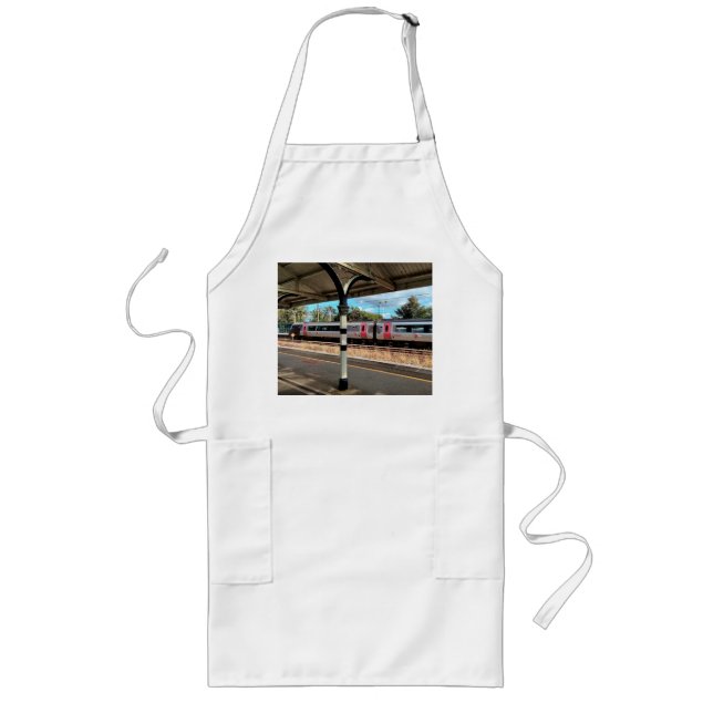 Silver and red train long apron (Front)
