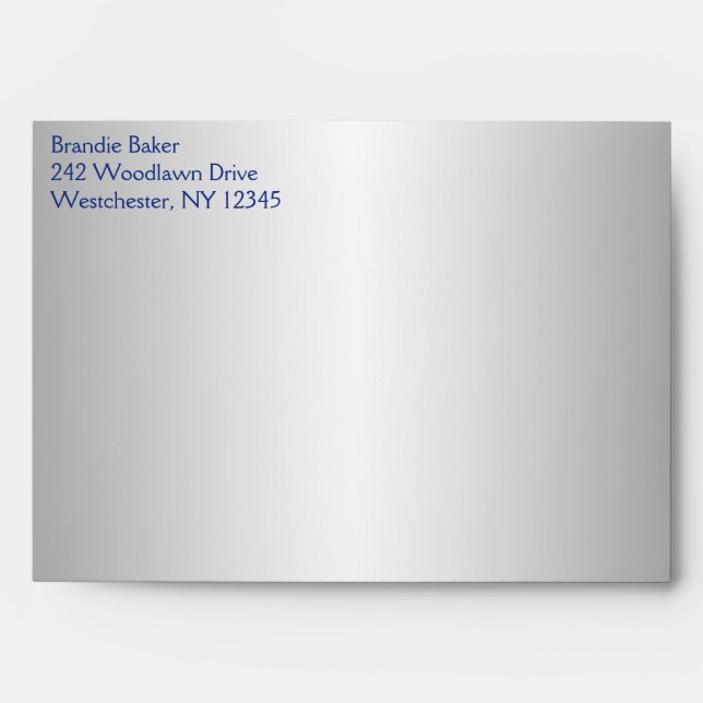 Silver and Royal Blue Floral Envelope fit 5x7 Size (Front)