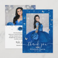 Silver and Royal Blue Quinceañera 2 Photo Birthday