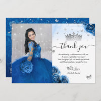 Silver and Royal Blue Quinceañera Photo Birthday