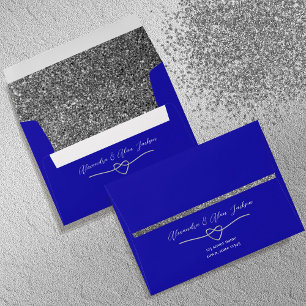 Silver and Royal Blue Wedding Envelope