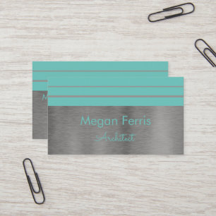 Silver and Seafoam Green Minimalist Business Card
