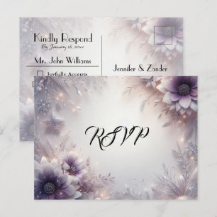 Silver and Soft Amethyst Winter Bloom RSVP Invitation Postcard
