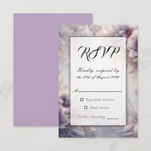 Silver and Soft Amethyst Winter Blooms Wedding RSVP Card