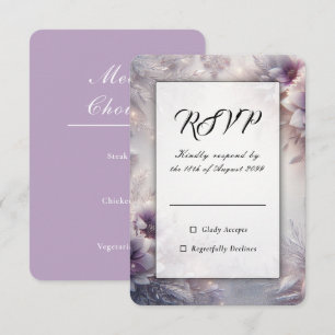 Silver and Soft Amethyst Winter Blooms Wedding RSVP Card