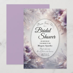 Silver and Soft Amethyst Winter Bridal Shower Invitation
