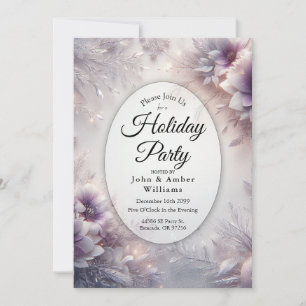 Silver and Soft Amethyst Winter Holiday Party Invitation