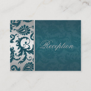 Silver and Teal Damask II Enclosure Card