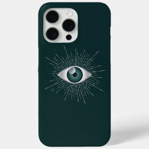 Silver and Teal Green Mystic Evil Eye Nazar Mati iPhone 15 Pro Max Case